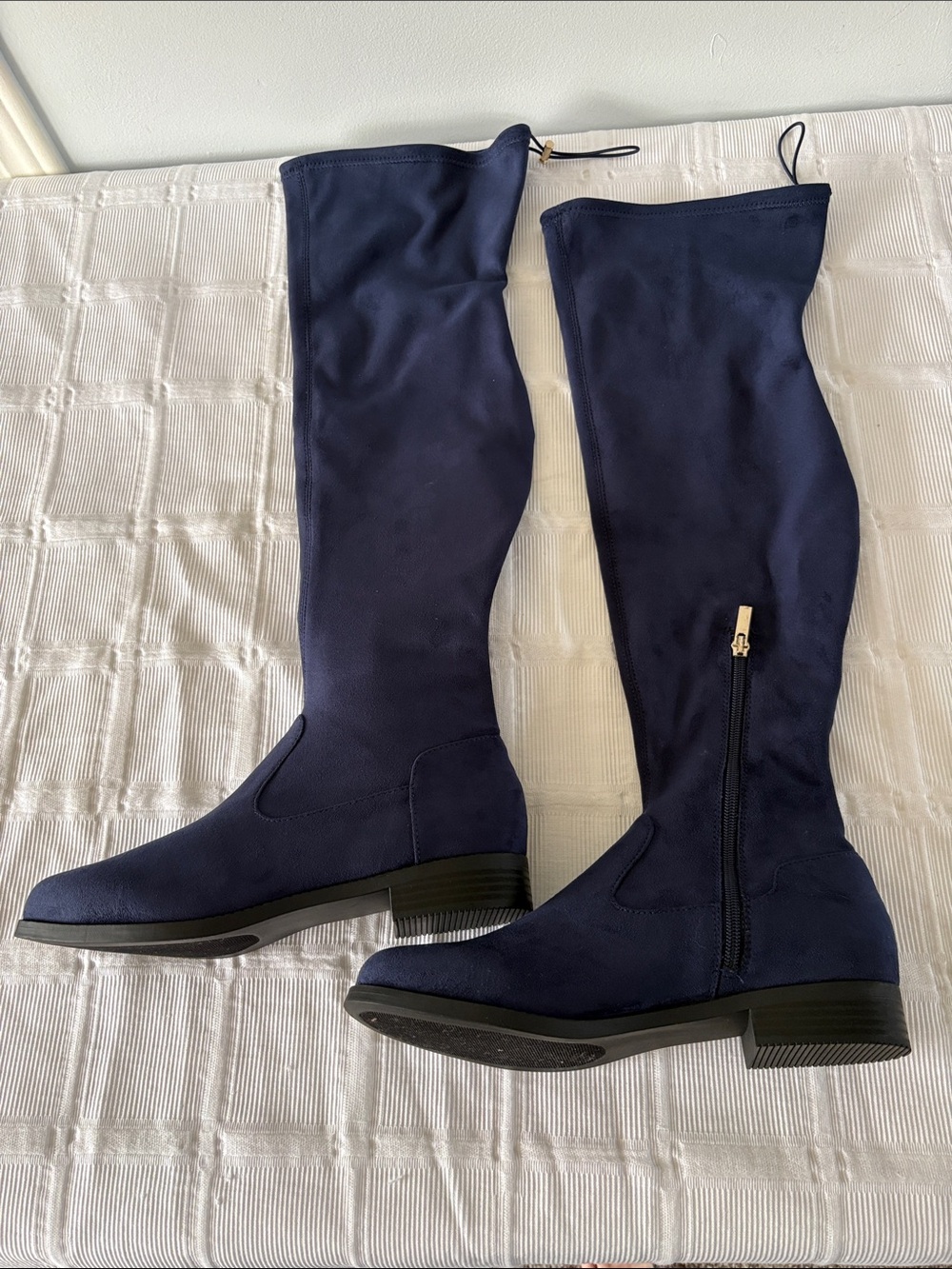 Just Fab Over-the-Knee Navy Faux Suede Riding Boots